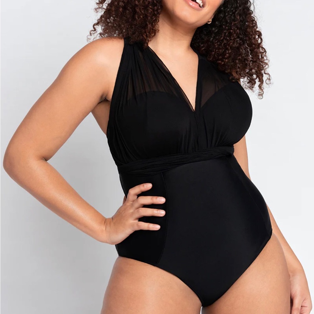 Curvy Kate Wrapsody Bandeau Swimsuit Black
